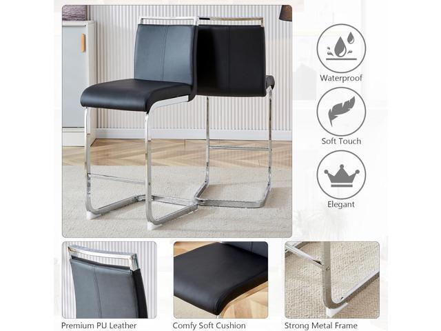 25in Counter Height Bar Stool Set of 4 PU Leather Bar Chair with Back Kitchen Island Stools with Cushion for Dining Room Living Room Pub Restaurant...