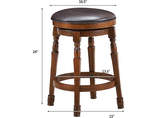 COSTWAY Backless Bar Stools Set of 4, 24-Inch Counter Height Round Stool with 360° Swivel Cushioned Seat, Soft PU Leather Barstool with Sturdy...