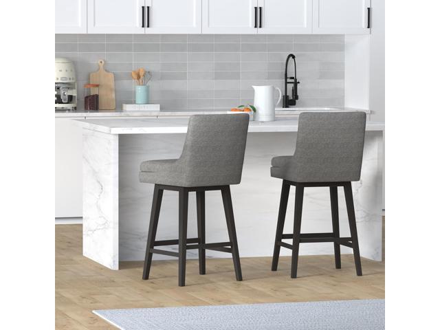CHITA Bar Height Swivel Barstool with Back Set of 2, FSC Certified Upholstered Bar Stool, 30.7' H Seat Height, Fabric in Fog