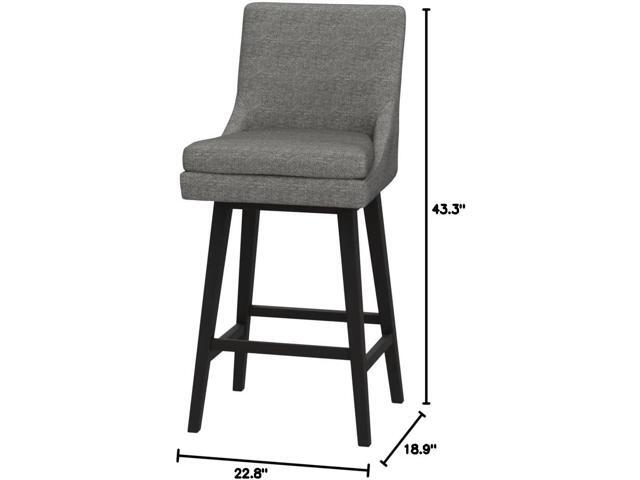 CHITA Bar Height Swivel Barstool with Back Set of 2, FSC Certified Upholstered Bar Stool, 30.7' H Seat Height, Fabric in Fog