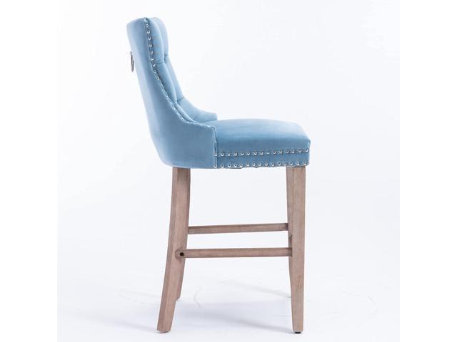 Rhomtree Velvet Bar Stools Modern Upholstered Bar Chairs 27'' Seat Height with Button Tufted Solid Wood Legs Counter Stools for Home Bar Dining...