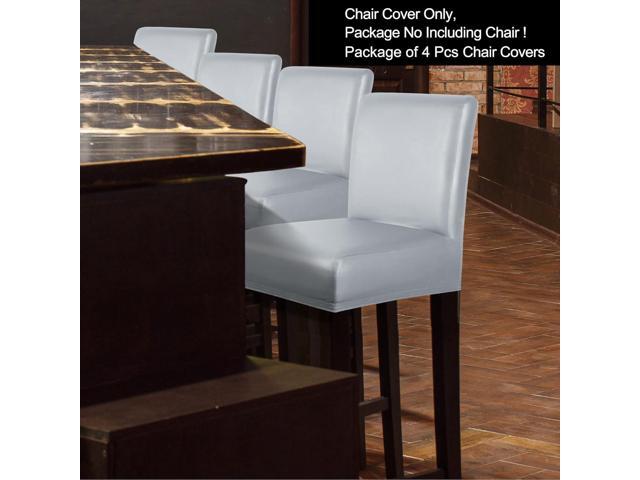 PiccoCasa Waterproof Bar Stool Covers, Faux Leather Pub Counter Height Side Chair Covers with Elastic Band Silver Gray 4Pcs