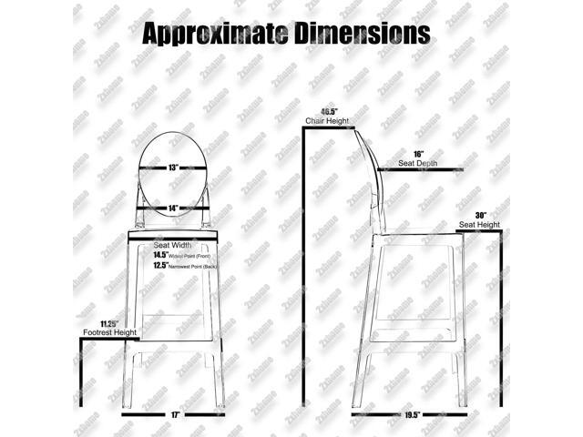 2xhome Transparent Ghost bar Stool, 30 inches, Clear,1 piece