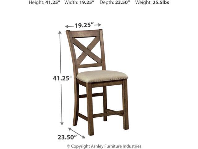 Signature Design by Ashley Moriville Rustic Farmhouse 24.5' Upholstered Barstool, 2 Count, Beige & Brown