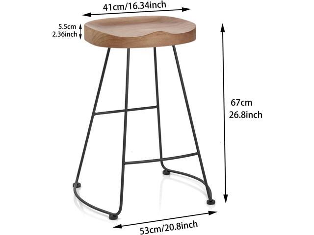 Set of 2 American Elegant Retro Country Style Bar Chair, Modern Fashion Simple Bar Stool, Mid Century Dining Wooden Chair High Stool, 26.8 inchesBlack