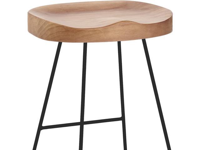 Set of 2 American Elegant Retro Country Style Bar Chair, Modern Fashion Simple Bar Stool, Mid Century Dining Wooden Chair High Stool, 26.8 inchesBlack
