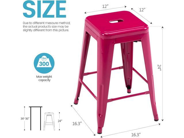 Vogue Furniture Direct 24 Inch Metal Bar Stools, Backless Counter Height Barstools, Indoor Outdoor Stackable Stools with Square Seat, Set of 2 (Hot...