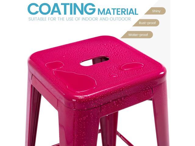 Vogue Furniture Direct 24 Inch Metal Bar Stools, Backless Counter Height Barstools, Indoor Outdoor Stackable Stools with Square Seat, Set of 2 (Hot...