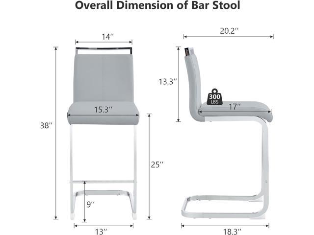 25in Counter Height Bar Stool Set of 2 PU Leather Bar Chair with Back Kitchen Island Stools with Cushion for Dining Room Living Room Pub Restaurant...