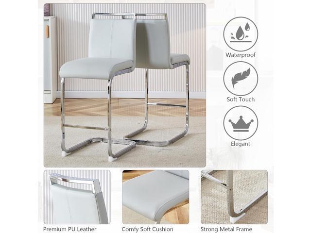 25in Counter Height Bar Stool Set of 2 PU Leather Bar Chair with Back Kitchen Island Stools with Cushion for Dining Room Living Room Pub Restaurant...