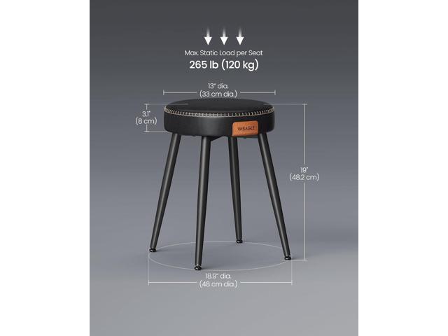 VASAGLE EKHO Collection - Dining Stools Set of 4, Upholstered Kitchen Stools, Vanity Stools, Synthetic Leather with Stitching, Mid-Century Modern,...