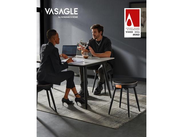 VASAGLE EKHO Collection - Dining Stools Set of 4, Upholstered Kitchen Stools, Vanity Stools, Synthetic Leather with Stitching, Mid-Century Modern,...