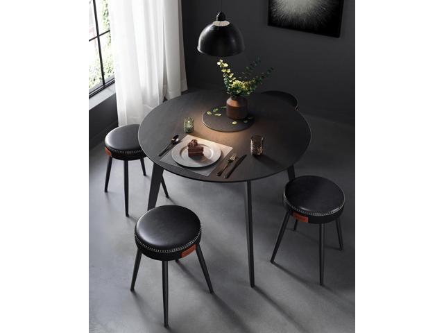 VASAGLE EKHO Collection - Dining Stools Set of 4, Upholstered Kitchen Stools, Vanity Stools, Synthetic Leather with Stitching, Mid-Century Modern,...