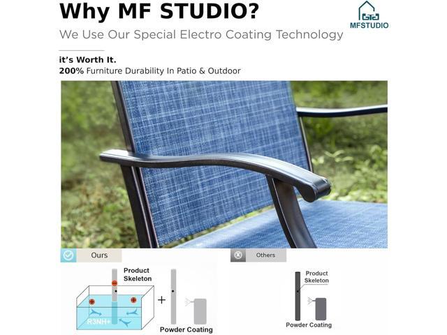 MFSTUDIO 4 PCS Outdoor Swivel Bar Height Stools, Patio Bar Height Chair Breathable Sling Fabric, All-Weather Resistant, Nave Blue