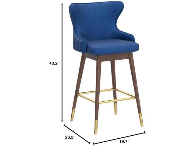 Roundhill Furniture Leland Fabric Upholstered Wingback Bar Stools, Set of 2, Blue