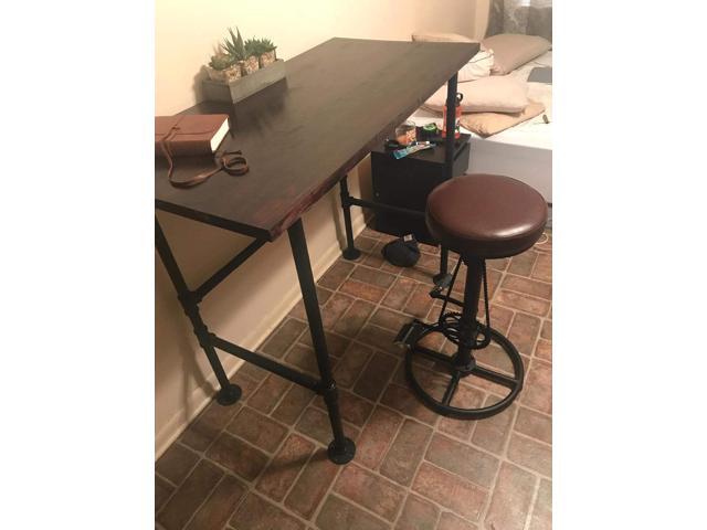 LOKKHAN Rustic Swivel Adjustable Bike Stool-29-37 Kitchen Counter Bar Height-Set of 2 Industrial Farmhouse Countertop Barstools-Metal and PU Leather