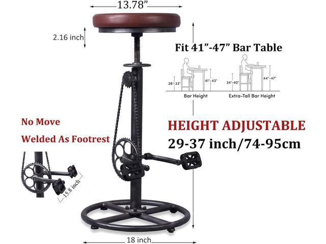 LOKKHAN Rustic Swivel Adjustable Bike Stool-29-37 Kitchen Counter Bar Height-Set of 2 Industrial Farmhouse Countertop Barstools-Metal and PU Leather