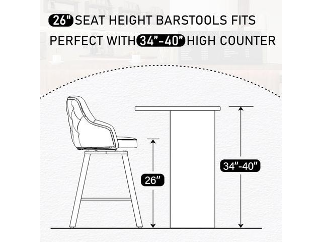 Bar Stools Set of 3, 26' Swivel Counter Height Bar Stools with High Back, Faux Leather Kitchen Barstools Counter Height for Kitchen Island (Black,...