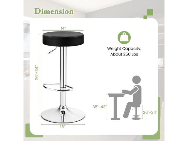 HAPPYGRILL Barstool Set of 2, Backless Round Swivel Barstool with High PU Seat,Chrome Footrest, Sturdy Metal Frame, Adjustable Armless bar Chair...