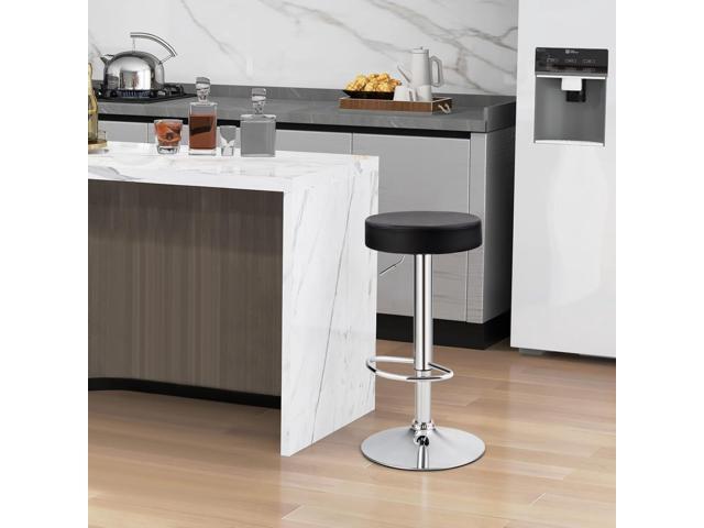 HAPPYGRILL Barstool Set of 2, Backless Round Swivel Barstool with High PU Seat,Chrome Footrest, Sturdy Metal Frame, Adjustable Armless bar Chair...