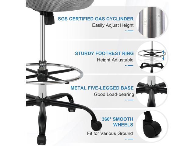 HYLONE Drafting Chair Tall Stool, Ergonomic Office Chairs Tall Standing Desk Chair Flip-up Armrest Tall Drafting Stool Heavy Duty Drafting Chair...