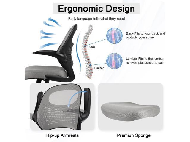 HYLONE Drafting Chair Tall Office Chair with Flip-Up Armrests Ergonomic Computer Chair with Lumbar Support Adjustable Footrest Ring Mesh Standing...