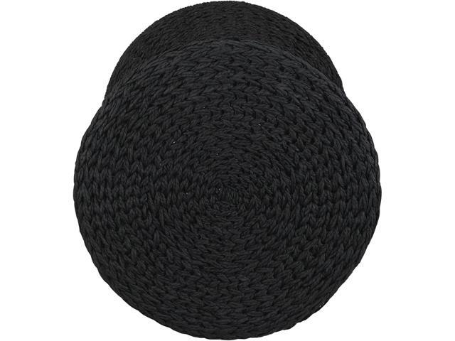 Household Essentials Handwoven Paper Rope Stool with Hourglass Shape, Black
