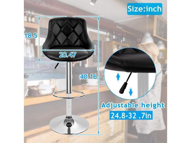 Dkeli Counter Height Bar Stools Set of 2 Leather Adjustable Bar Chairs for Kitchen Living Room Pub Swivel Bar Stool Armrest(Black)