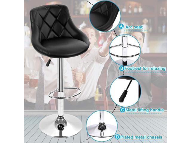 Dkeli Counter Height Bar Stools Set of 2 Leather Adjustable Bar Chairs for Kitchen Living Room Pub Swivel Bar Stool Armrest(Black)