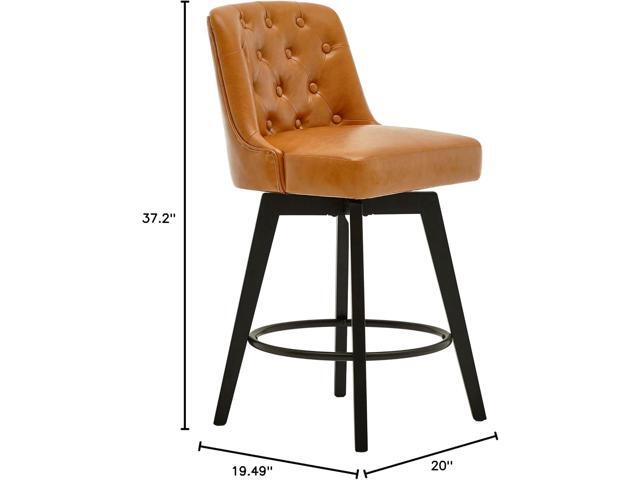 MINCETA Counter Stool,26' 360 Free Swivel Upholstered Bar Stool with Back-Set of 2-PU in Brown