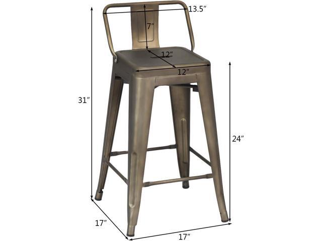 GOFLAME 24' Metal Bar Stools Set of 4, Industrial Cafe Side Chairs with Removable Back and Rubber Feet, Stackable Counter Stool for Bistro, Cafe,...