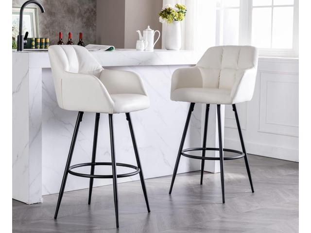 CIMOTA Modern Bar Stools Set of 4 Upholstered Bar Height Tall Stools for Kitchen Island, Leather Counter Height Barstools Island Chairs with Back...