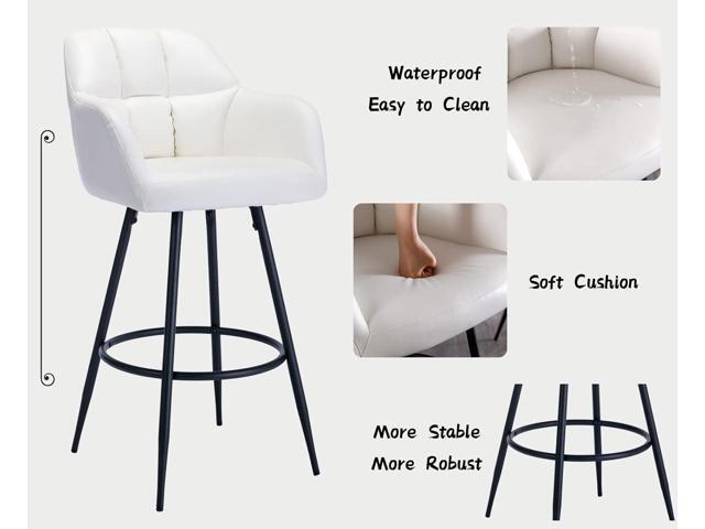 CIMOTA Modern Bar Stools Set of 4 Upholstered Bar Height Tall Stools for Kitchen Island, Leather Counter Height Barstools Island Chairs with Back...
