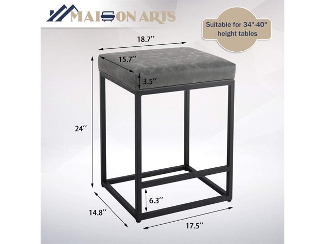 MAISON ARTS Counter Height 24' Bar Stool for Kitchen Counter Backless Modern Barstool Industrial Upholstered Faux Leather Stool Farmhouse Island...