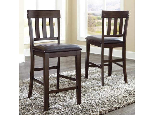 Signature Design by Ashley Haddigan 24' Counter Height Upholstered Barstool 2 Count, Dark Brown