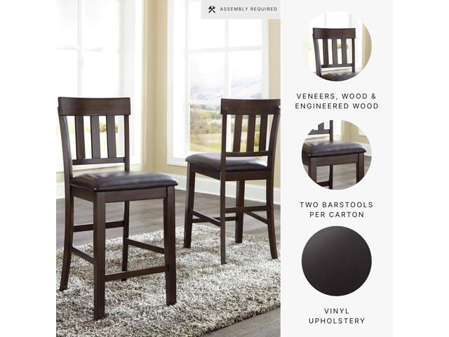 Signature Design by Ashley Haddigan 24' Counter Height Upholstered Barstool 2 Count, Dark Brown