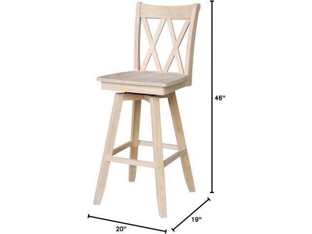 International Concepts Double X Back Barheight Swivel Seat Bar Height Stool, 30, Unfinished