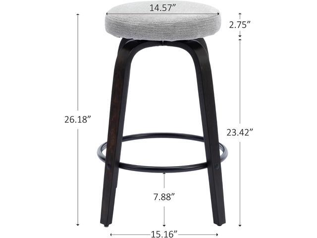 Swivel Bar Stools Set of 2 for Island Kitchen, Modern 26' Backless Counter Height Bar Stools, 360 Swivel Seat Grey