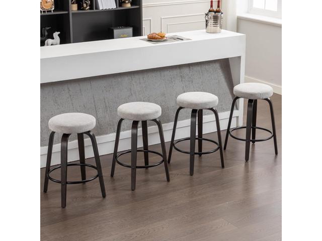 Swivel Bar Stools Set of 2 for Island Kitchen, Modern 26' Backless Counter Height Bar Stools, 360 Swivel Seat Grey