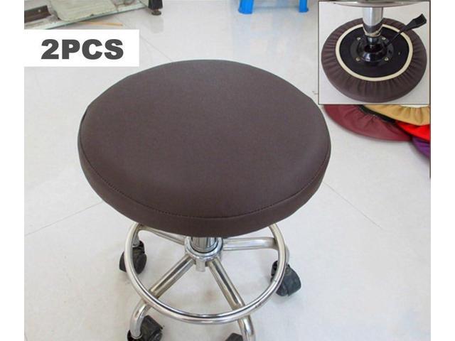 Sigmat 2 Pack Waterproof PU Bar Stool Cover Anti-Slip Round Seat Cover 13.5 Inch Coffee