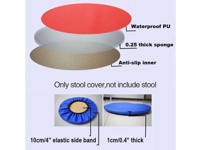 Sigmat 2 Pack Waterproof PU Bar Stool Cover Anti-Slip Round Seat Cover 13.5 Inch Coffee
