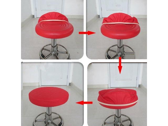 Sigmat 2 Pack Waterproof PU Bar Stool Cover Anti-Slip Round Seat Cover 13.5 Inch Coffee