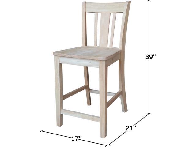 IC International Concepts, San Remo Counter Stool 225lbs wt Capacity, Solid Real Wood, Sturdy Parawood, 24' Seat Height, DIY, Paint/Stain Ready,...