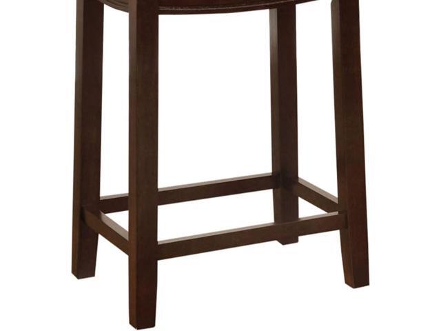Linon Claridge Backless Counter Stool Blue Faux Leather Wood Frame in Dark Brown