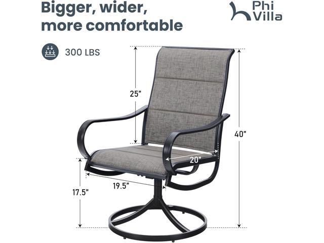 PHI VILLA Outdoor Swivel Patio Dining Chairs Set of 2, All Weather Patio Chair with Padded Textilene & Metal Frame for Outdoor Poolside Lawn...