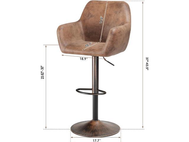 Keyluv Bar Stools Set of 2 for Kitchen Counter Adjustable Swivel Height Barstools 29 Inch Faux Leather Bar Chairs with Padded Back and Chromed...