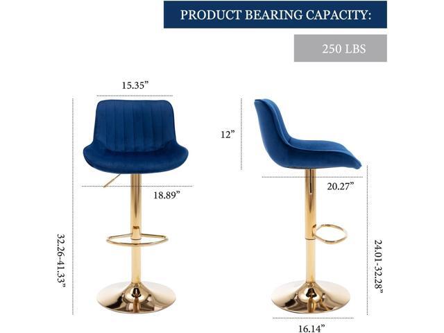 Kiztir Gold Velvet Bar Stools Set of 6, Adjustable Counter Height Bar Stools with Back & Footrest, Gold Swivel Bar Stools for Kitchen Island, Bar,...