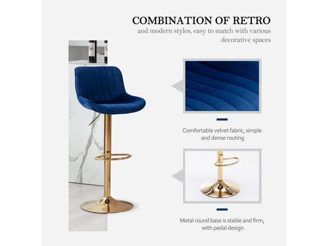 Kiztir Gold Velvet Bar Stools Set of 6, Adjustable Counter Height Bar Stools with Back & Footrest, Gold Swivel Bar Stools for Kitchen Island, Bar,...