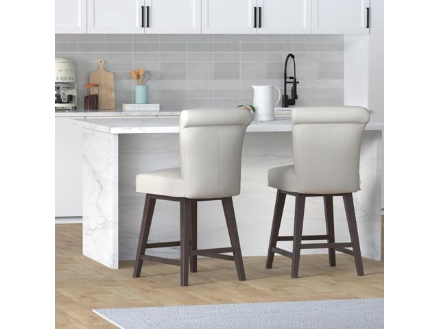 CHITA 26 Inch Counter Height Swivel Bar Stools Set of 2, FSC Certified Modern Upholstered Swivel Barstool Chairs with Back, Fabric in Linen