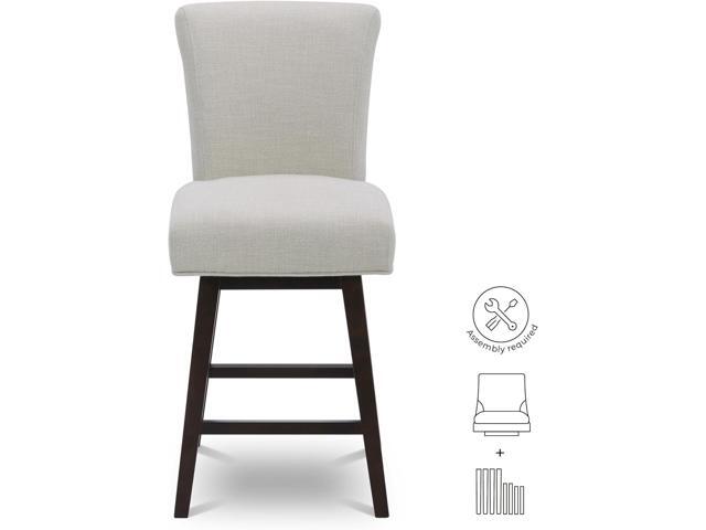 CHITA 26 Inch Counter Height Swivel Bar Stools Set of 2, FSC Certified Modern Upholstered Swivel Barstool Chairs with Back, Fabric in Linen